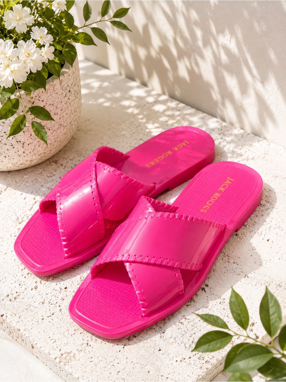 Jack Rogers Sloane X-Band Jelly Slide Sandals Hot Pink Women’s Size 8 NWOB